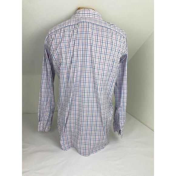 Bonobos Button-Down Shirt Pink and Blue Check Slim Fit Stretch - Size 16 * 36 - Picture 2 of 8
